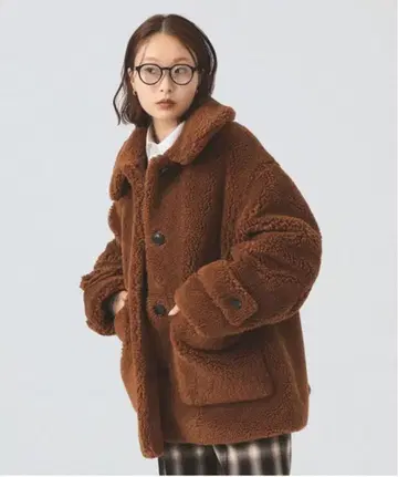 브라운 보아 자켓 오버 사이즈