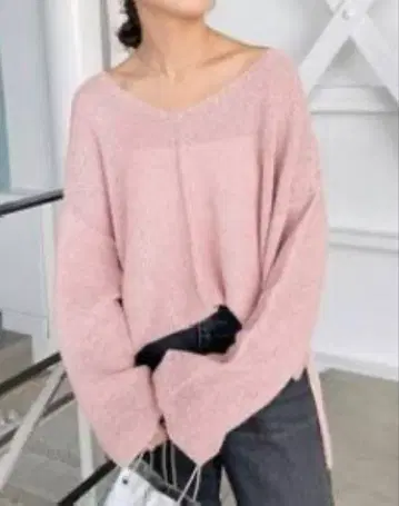 미사용 새상품 카노코 편직 페이퍼얀 2WAY 루즈 니트