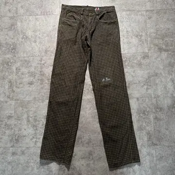 초기 90s ladmusician 체크 팬츠 펑크 자수 빈티지