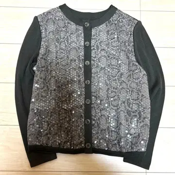 새상품 이타리야 스팽글 긴팔 가디건 브라운 L