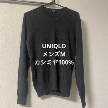 UNIQLO 남성용 캐시미어 100% 니트 그레이 M