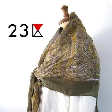 새상품급 23구/23KU 코튼 페이즐리 비즈 장식 대형 스카프