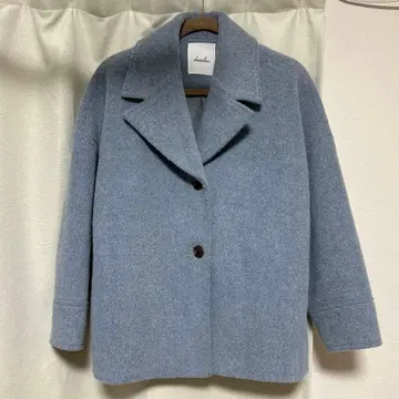 블루 그레이 울 라이크 코트