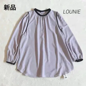 새상품 LOUNIE 바이컬러 조젯 블라우스 라벤더