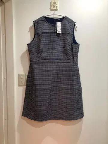 유니클로 UNIQLO 더블 페이스 미니 원피스 체크 원피스