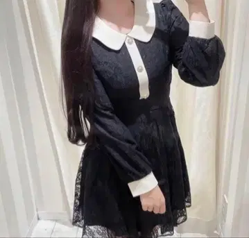 evelyn 레이스 비쥬 원피스 블랙