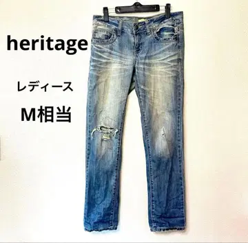 헤리티지 데미지 진 스트레이트 데님 로우라이즈 여성용 M 상당