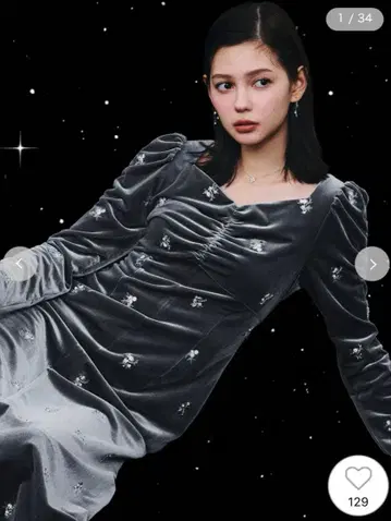 CELFORD 꽃무늬 자수 벨로아 원피스