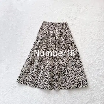 새상품급 오하코 Number18 레오파드 플레어 스커트 미디 기장 밴딩