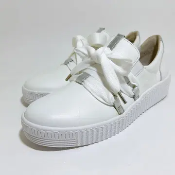 미사용급 Gabor 가브리엘 스니커즈 가죽 슬립온 리본 24.5