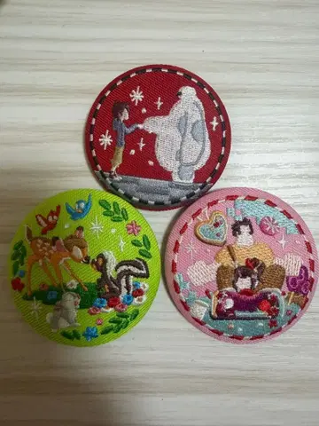 자수 디자인 핀 배지 3개 세트