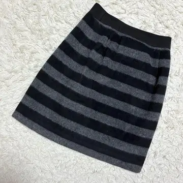 NUANCEPRIX 미니 스커트 보더 무늬 모혼합 모노톤 가을/겨울