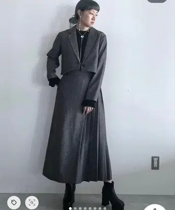 HARE 자켓 비대칭 플리츠 스커트