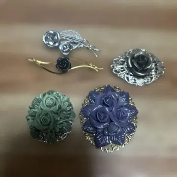 로즈 디자인 브로치 5개 세트 쇼와 레트로