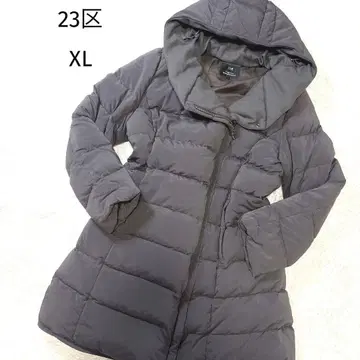 23구 다운 코트 44 XL 후드 롱 기장 차콜 그레이 빅 사이즈