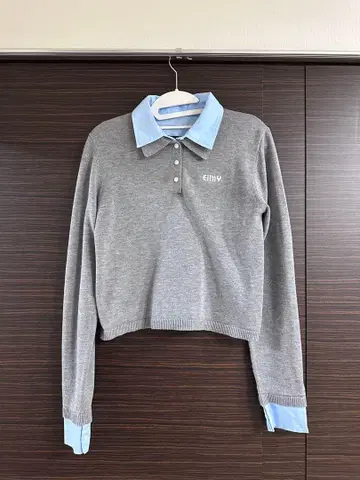 eimy 더블 컬러 디자인 니트 그레이