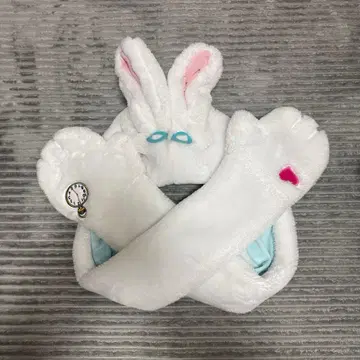 머플러 캡 화이트 토끼