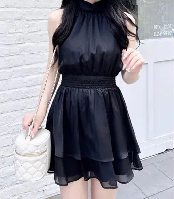 INGNI 2Way 리본 여성 민소매 프릴 미니 원피스 블랙