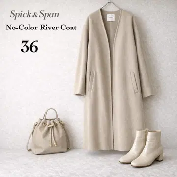 스픽앤스팬 노카라 V넥 리버 코트 베이지 36