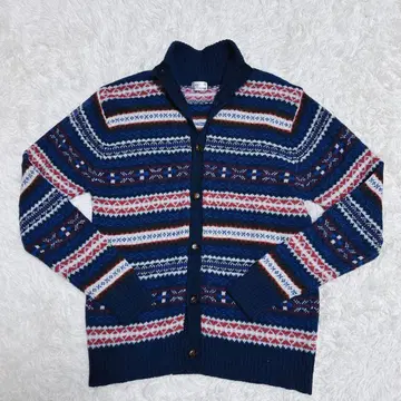 COEN 기하학 패턴 니트 가디건 네이비 계열 빅 사이즈 XL