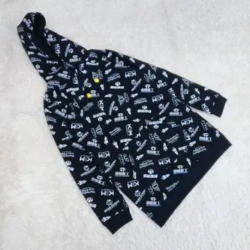 TV 시타마치 로켓 블랙 올 패턴 풀오버 후드티 굿즈 M 사이즈