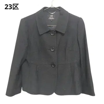 23구 카라 부착 숏 자켓 블랙 40 빅 버튼