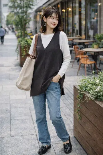 CYNICAL 슬리브리스 V넥 니트 원피스 M 다크 그레이