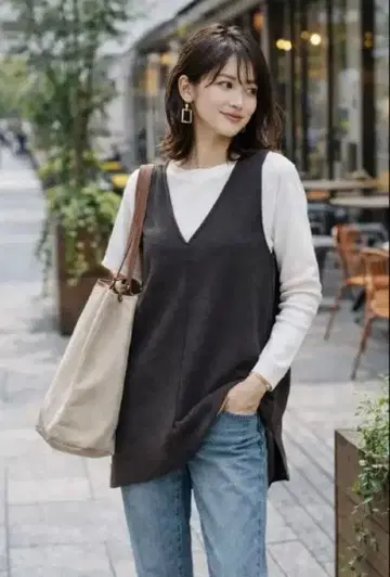 CYNICAL 슬리브리스 V넥 니트 원피스 M 다크 그레이