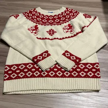 디즈니 리조트 미키 니트 노르딕 무늬 스웨터 발렌타인