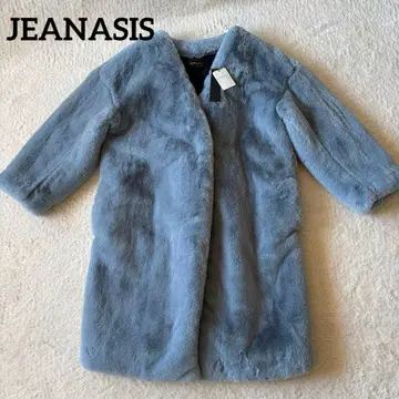 [택 포함] JEANASIS 볼륨 퍼 노카라 코트