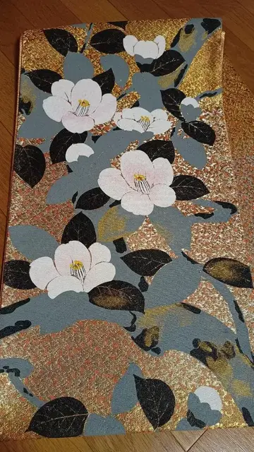 동백꽃 패턴 후쿠로 오비