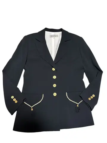 루이 페로 파리 골드 버튼 테일러드 자켓 네이비