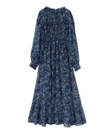 cocodeal 코코딜 꽃무늬 긴팔 프릴 플라워 원피스 네이비