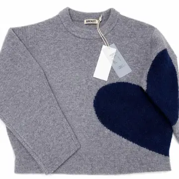 NKNIT 하트 pattern Small KNIT 그레이 숏 기장