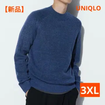 [ 새상품 ] 유니클로 미들 게이지 모크넥 스웨터 3XL 블루