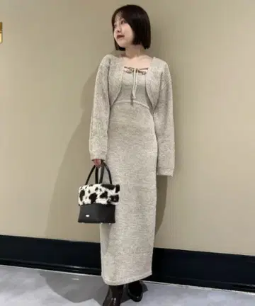 2024 릴리 브라운 믹스 니트 가디건 세트 원피스