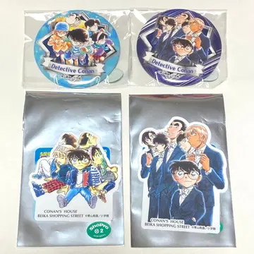 명탐정 코난 경찰학교 5인조 코난 백화점 캔뱃지 스티커 4개 세트