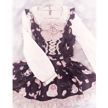 LIZLISA salon de fraise 패턴 셋업 블랙