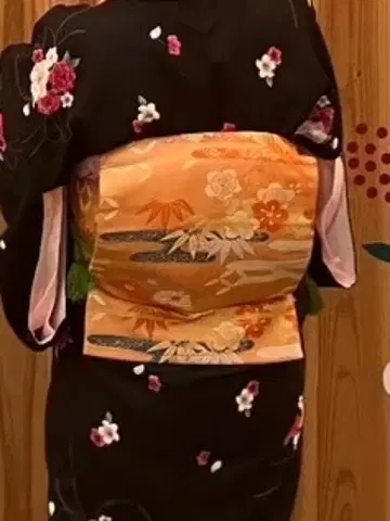 나고야 오비 꽃무늬 오렌지