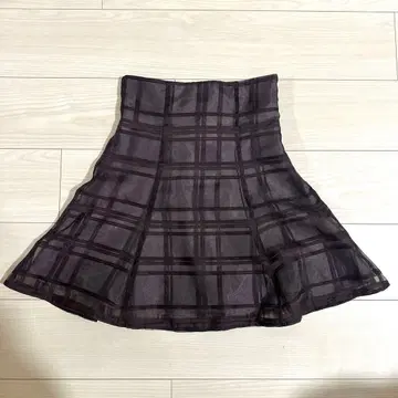 [MERCURY DUO] 시어 체크 백 레이스업 미니 스커트 팬츠