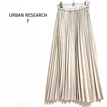 어반 리서치 플리츠 스커트 안감 포함 롱 고급 베이지 허리밴딩