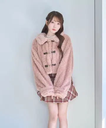 Rose Muse 비트 퍼 코트 핑크