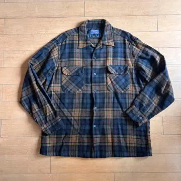 Pendleton 50s 오픈 카라 체크 무늬 울 셔츠