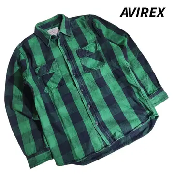 AVIREX 버팔로 체크 헤비 플란넬 셔츠 그린&블랙 85133