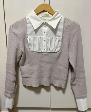 AnMILLE 셔츠 도킹 니트 핑크