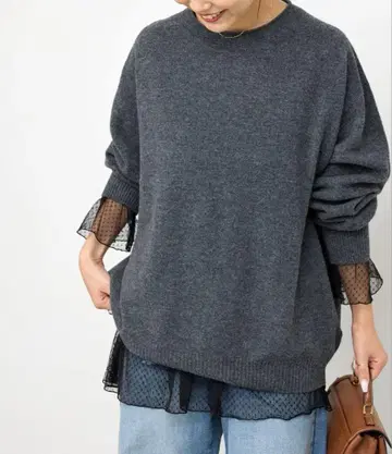 착용 2회 튤 도트 튜닉 풀오버