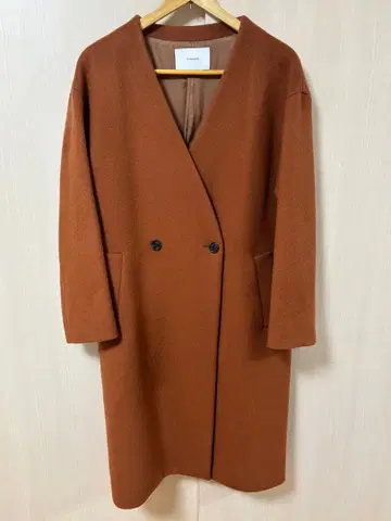 FRAMeWORK 브라운 더블 브레스트 롱 코트 사이즈 38