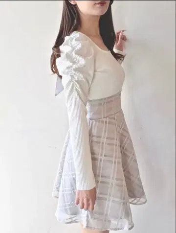 NOMAE BACK 리본 도킹 미니 원피스 그레이