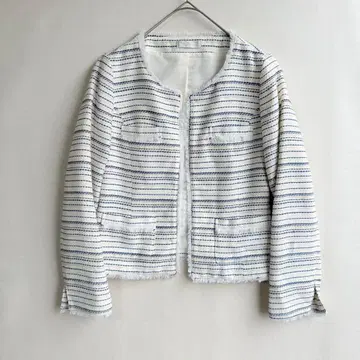 일본제 Cera 여성용 노카라 자켓 프린지 화이트 발표회