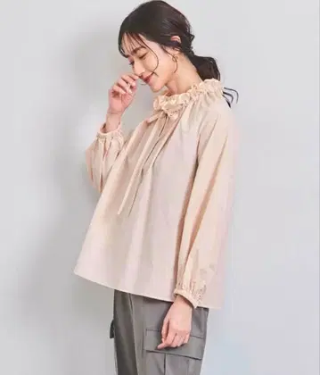 유나이티드 애로우즈 UNITED ARROWS 오간자 프릴 리본 블라우스